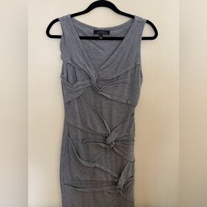 Robert Rodriguez Grey Knit Twist-Detail Mini Dress